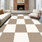 Classic Brown White Checkerboard Pattern Rug