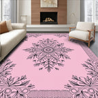 Elegant Rose Black Floral Medallion Rug