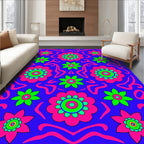 Retro Floral Swirl Design Rug