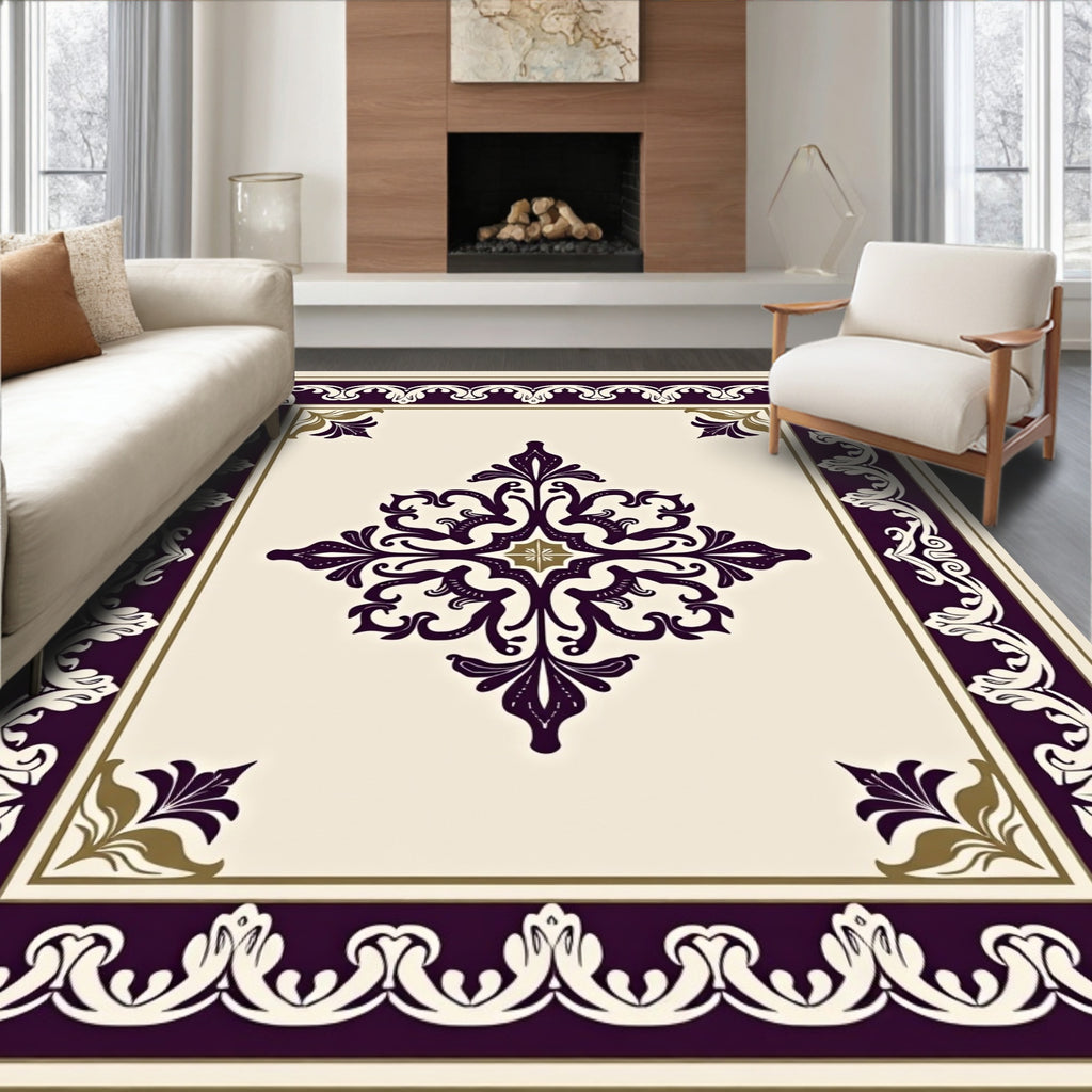 Elegant Floral Scrollwork Motif Rug