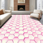 Sweet Pink Honeycomb Geometric Pattern Rug