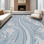 Serene Blue Swirl Pattern Design Rug