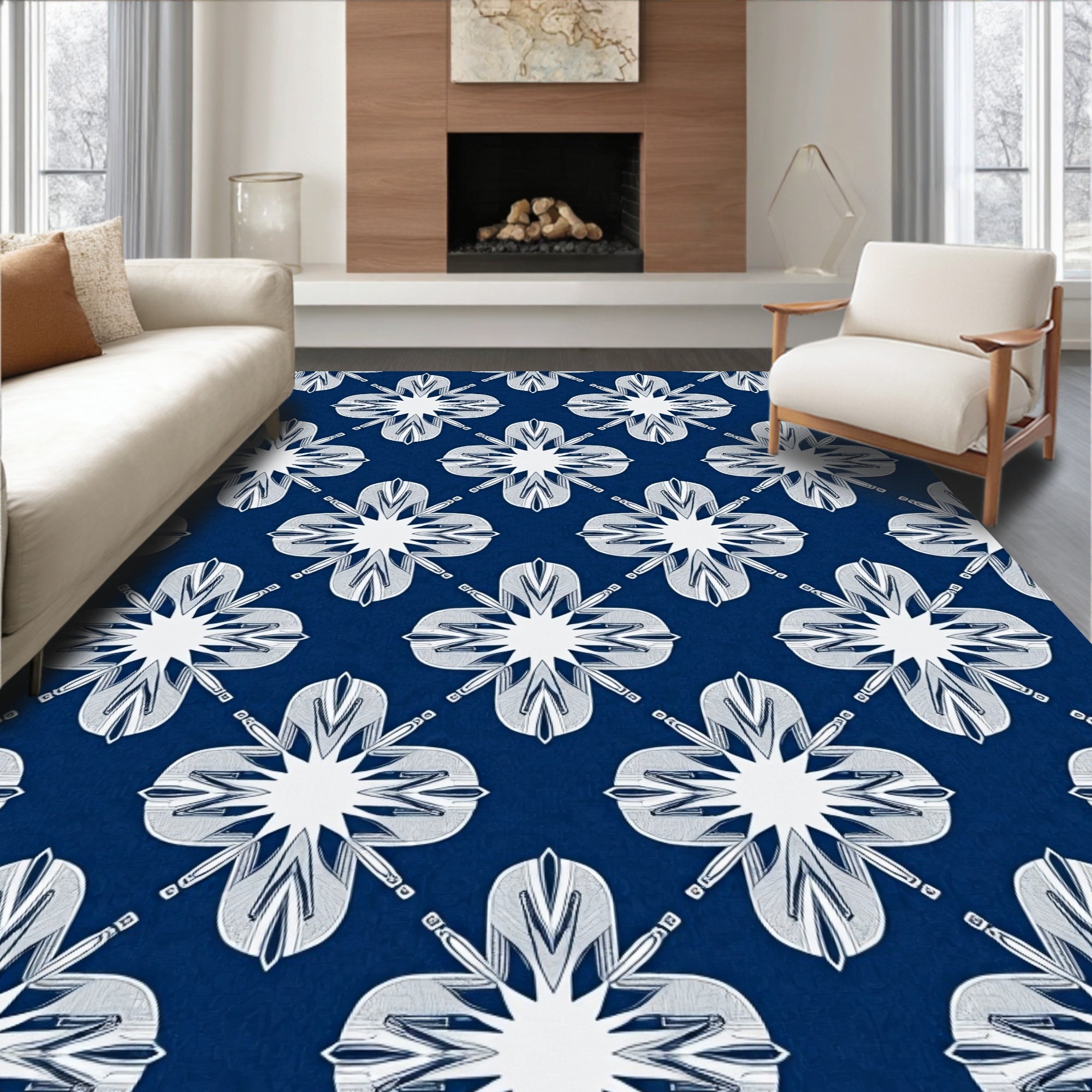 Classic Floral Geometric Pattern Rug