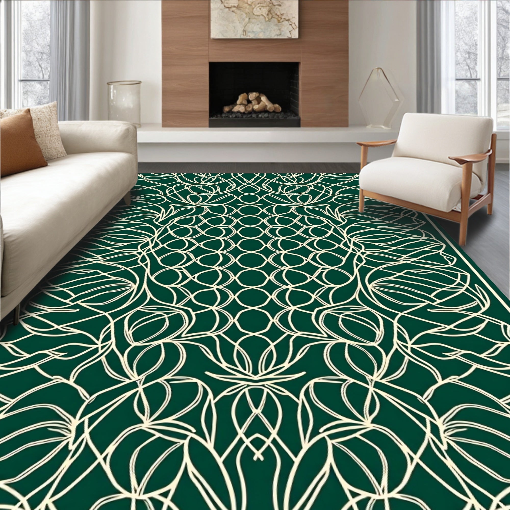 Intricate Floral Scrollwork Pattern Rug
