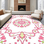 Vintage Pink Floral Medallion Design Rug