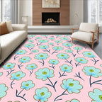 Pastel Blue Floral Bloom Rug