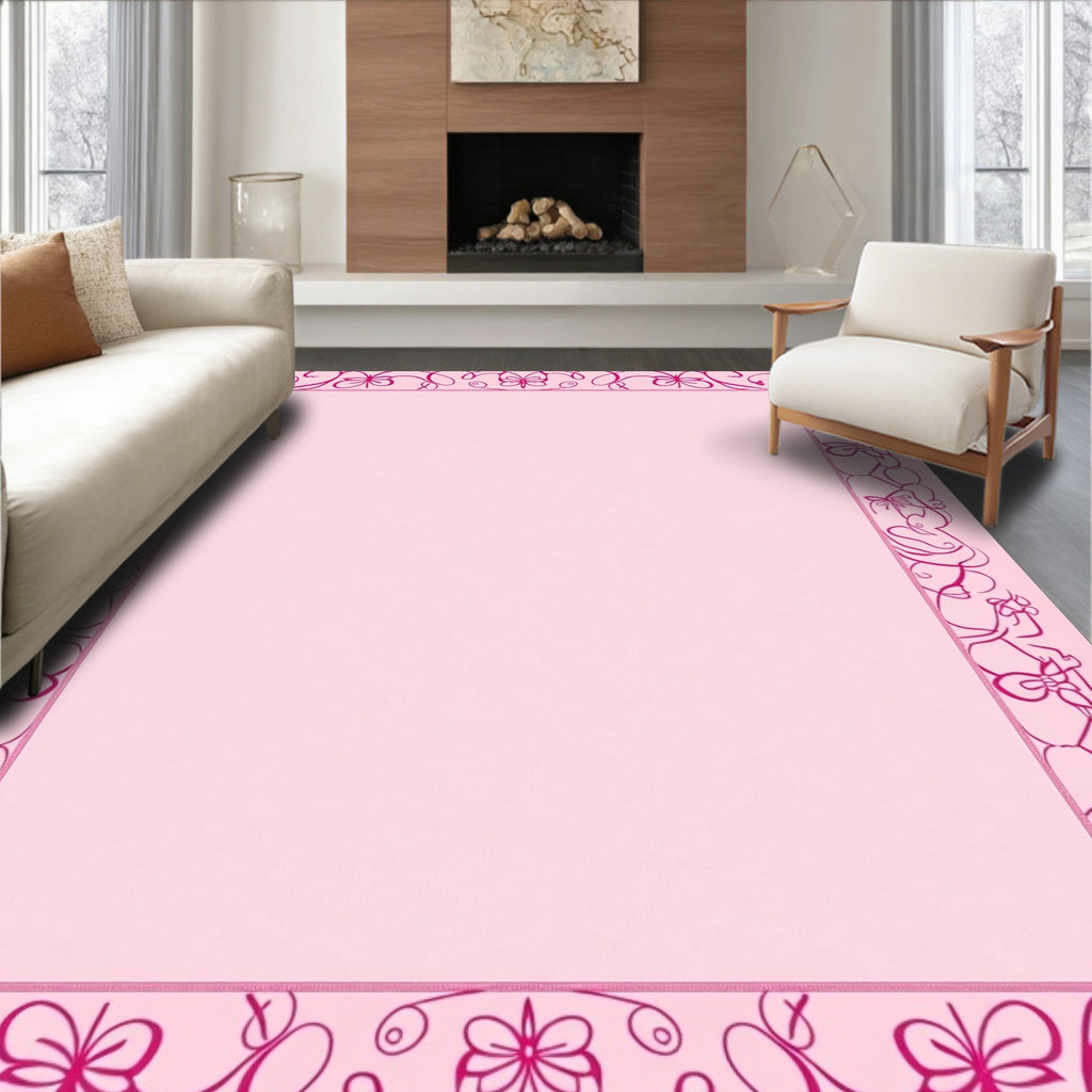 Pink Butterfly Bow Patterned Rug