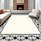 Floral Border With 4-Petal Flower Pattern Rug