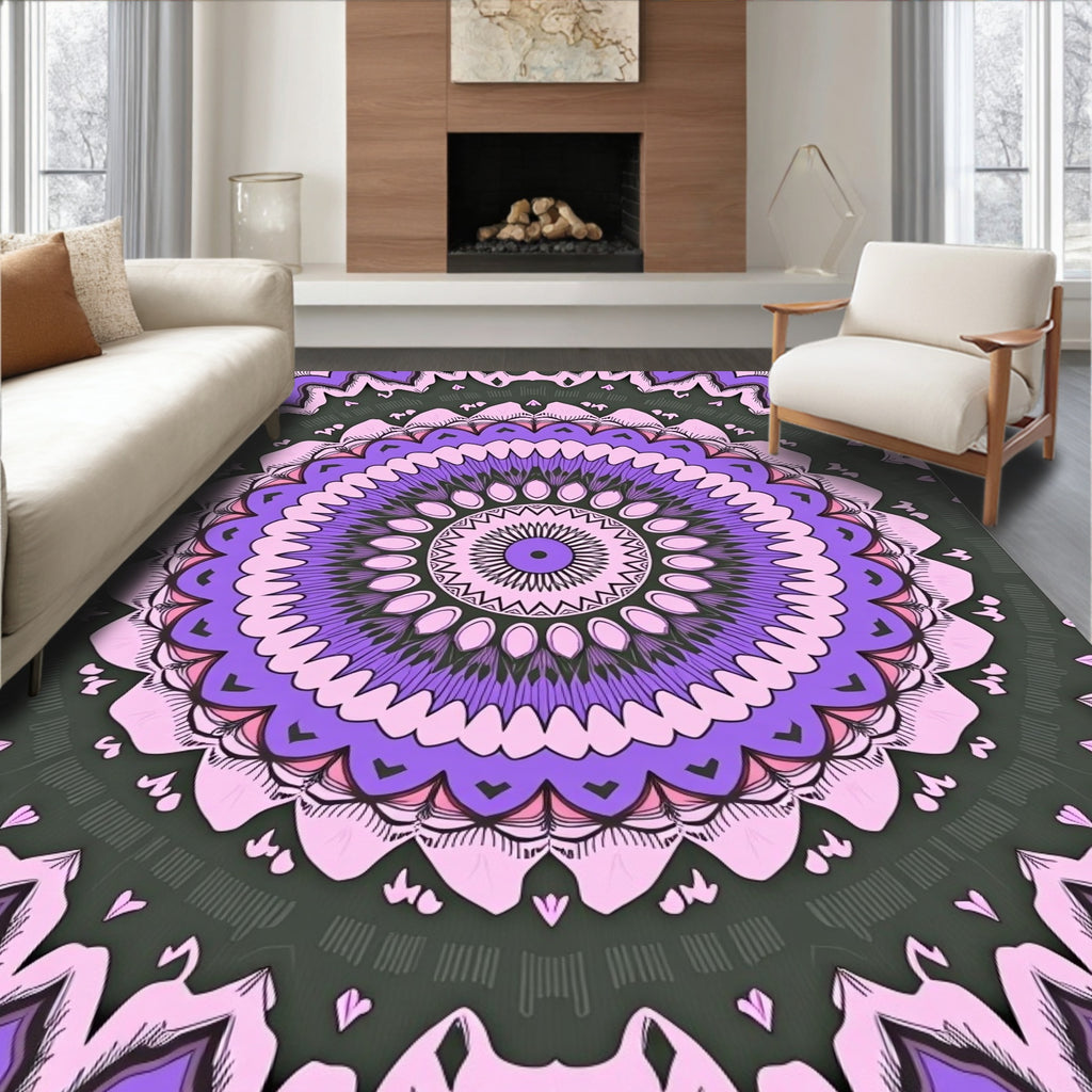Vibrant Purple Mandala Pattern Design Rug