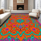 Vibrant Floral Mandala Pattern Rug