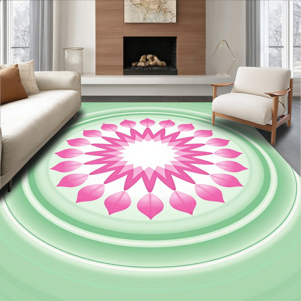 Pink Blossom Zen Mandala Design Rug