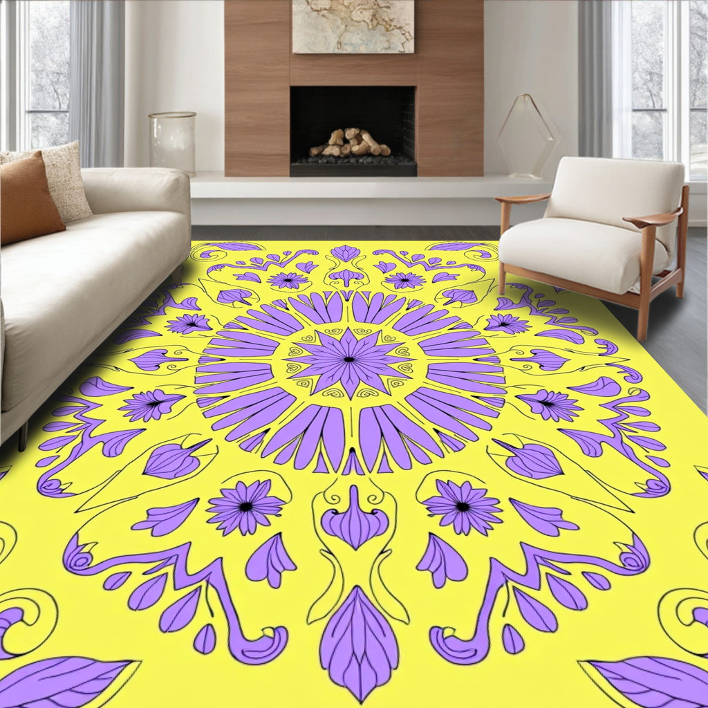 Floral Mandala Patterned Garden Rug