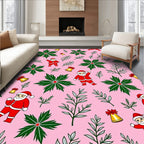 Whimsical Santa Claus Poinsettia Bells Rug