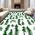 Forest Green Evergreen Tree Silhouette Rug