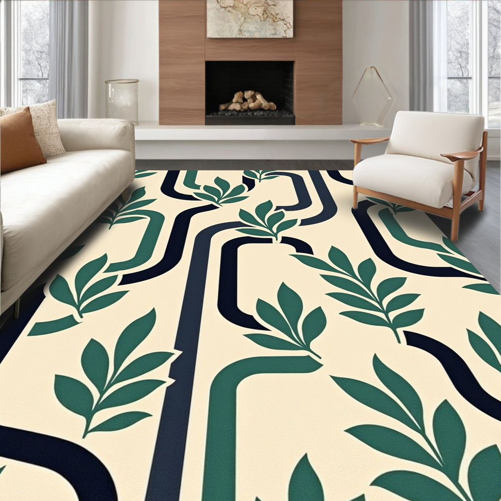 Retro Leafy Vine Pattern Rug