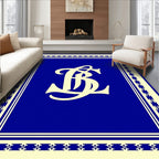 Classic Blue Cream Monogram Design Rug
