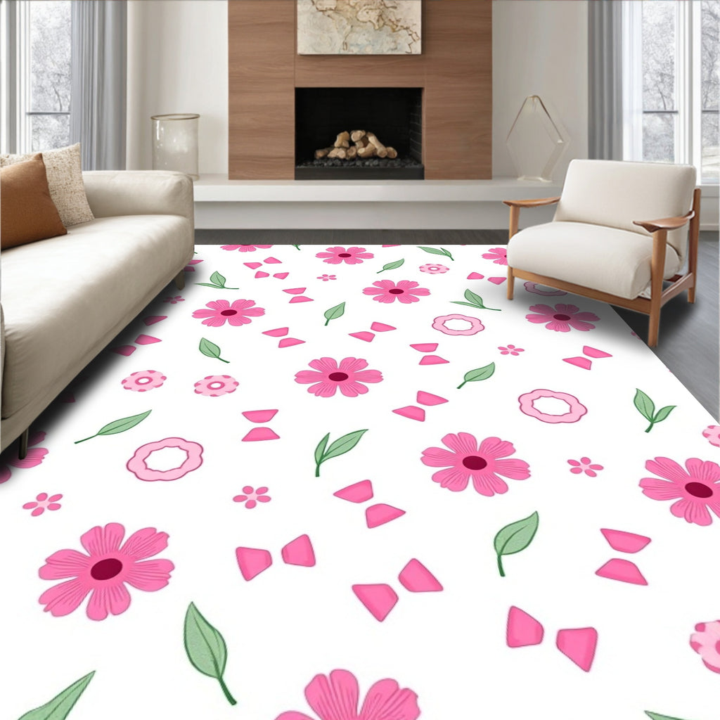 Pink Floral Bow Pattern Rug