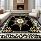 Elegant Black Gold Floral Ornament Rug