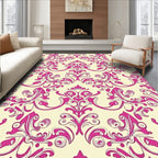 Pink Floral Damask Pattern Rug