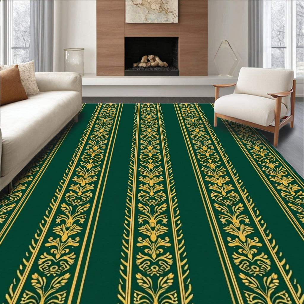 Elegant Regal Stripe Floral Pattern Rug