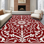 Detailed Floral Medallion Vine Pattern Rug