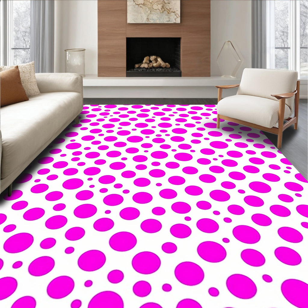 Bold Pink Polka Dot Pattern Rug