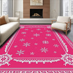 Hot Pink Snowflake Border Accents Rug