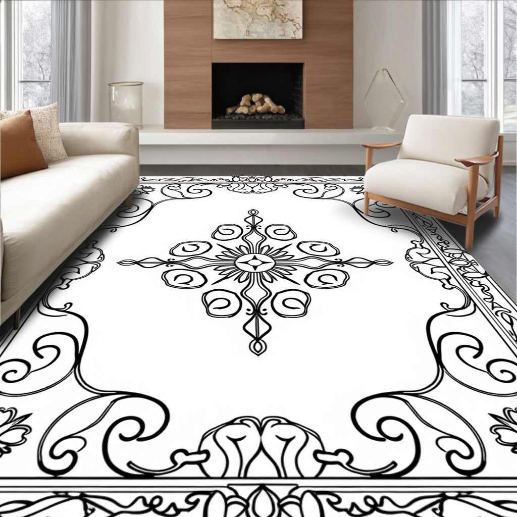 Elegante Swirls Floral Medallion Rug