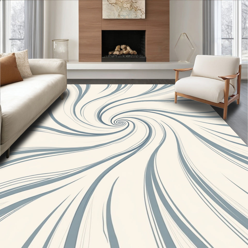 Curved Swirl Abstract Design Rug