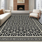 Intricate Black White Ornamental Rug