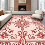 Classic Red Floral Border Design Rug