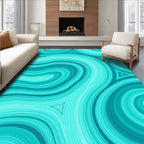 Blue Swirl Triangles Abstract Design Rug
