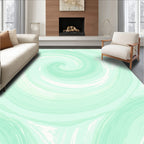 Mint Swirl Abstract Brushstroke Pattern Rug