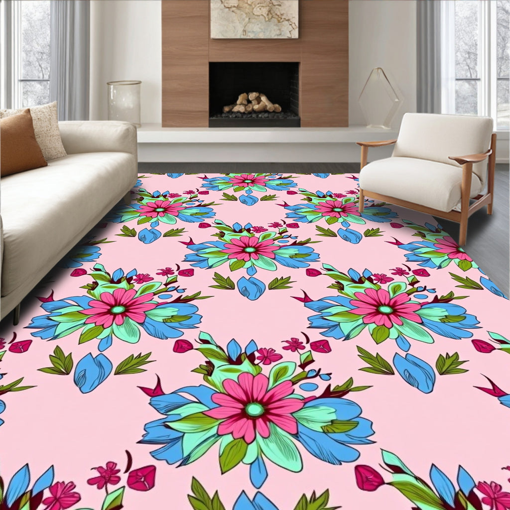 Vibrant Floral Bouquet Pattern Rug