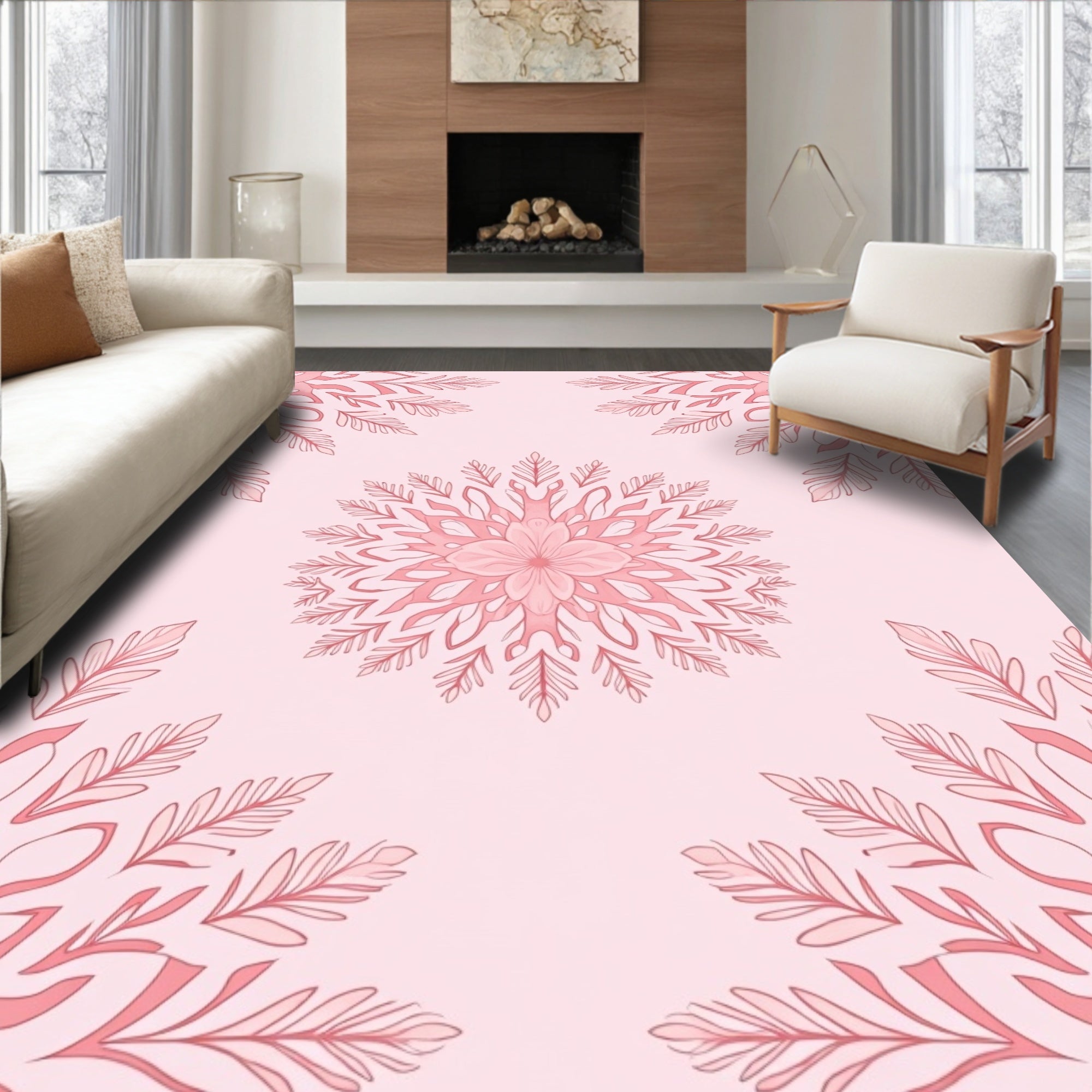 Delicate Floral Mandala Pattern Rug
