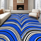 Vibrant Blue Wave Pattern Design Rug