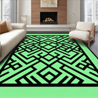 Geometric Symmetry Black Mint Rug