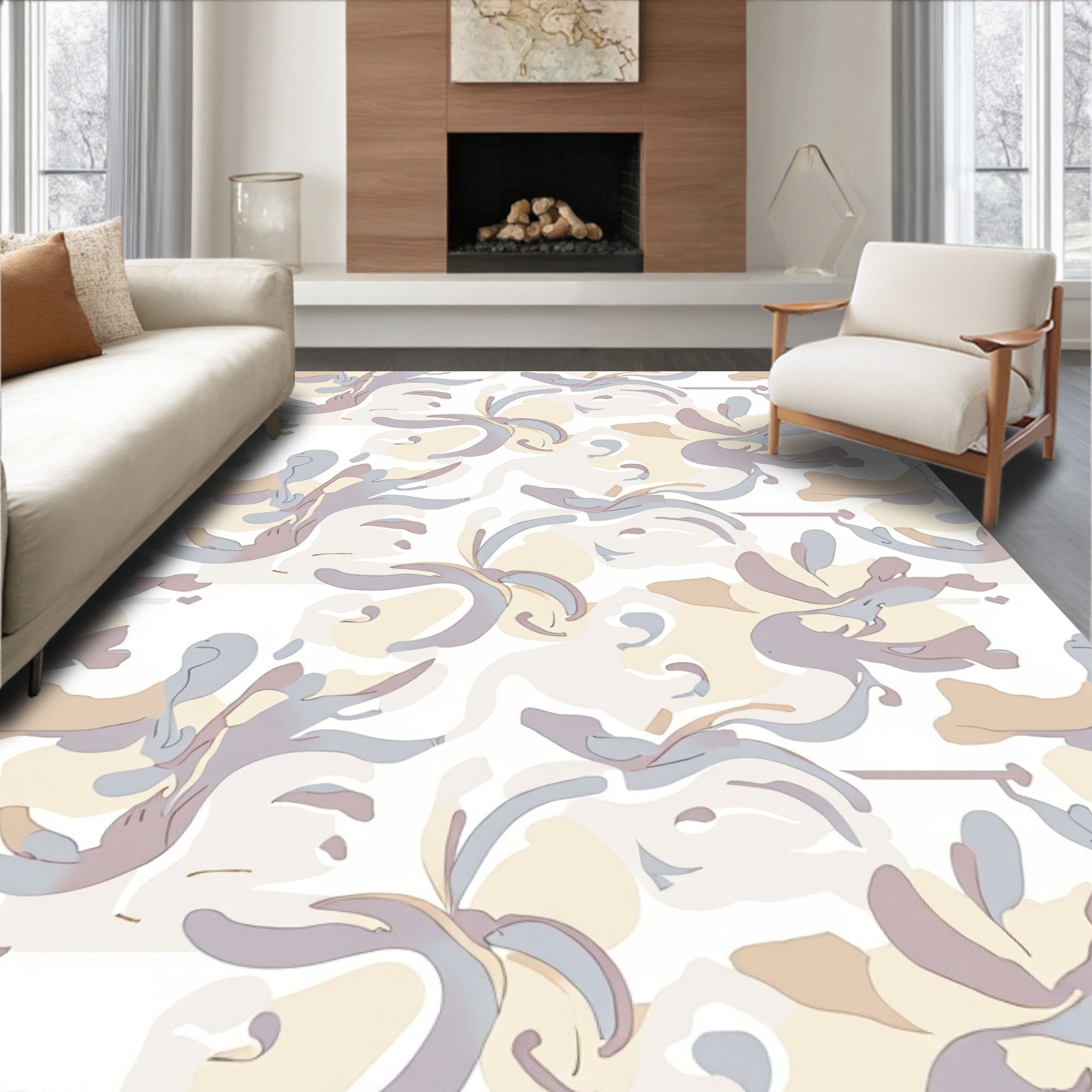 Abstract Swirls And Soft Shapes Rug