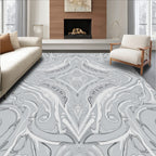 Elegant Gray Swirl Motif Design Rug