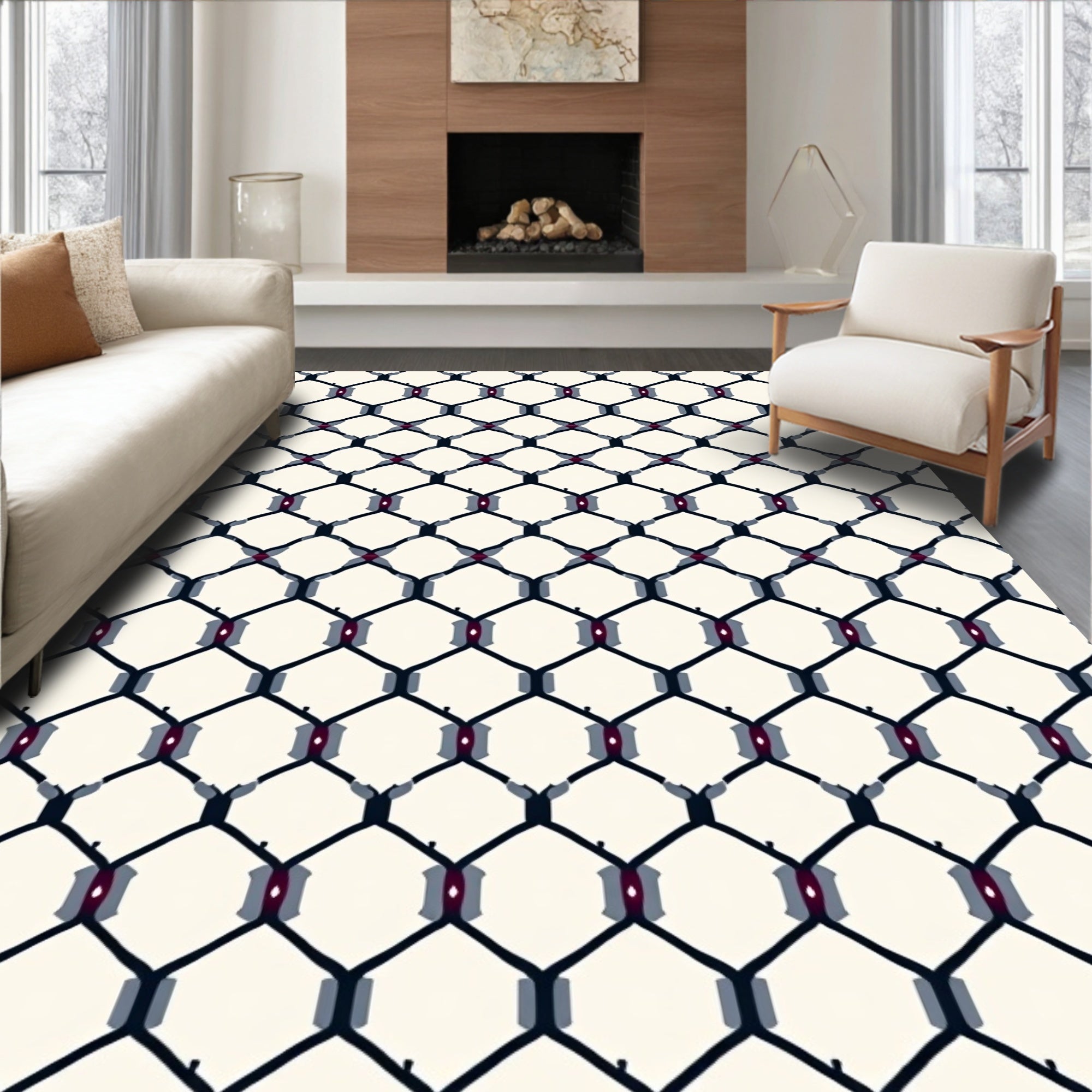 Modern Chain Link Pattern Rug