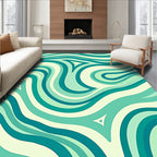 Teal Mint Wavy Fluid Rug