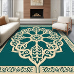 Ornate Cream Teal Floral Rug