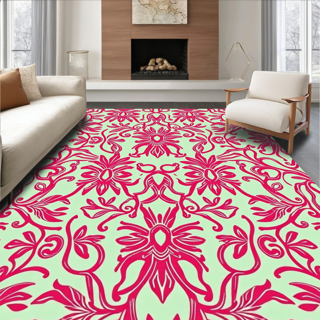 Ornate Floral Scrollwork Pattern Rug