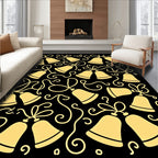 Golden Bells with Swirling Ribbons Rug