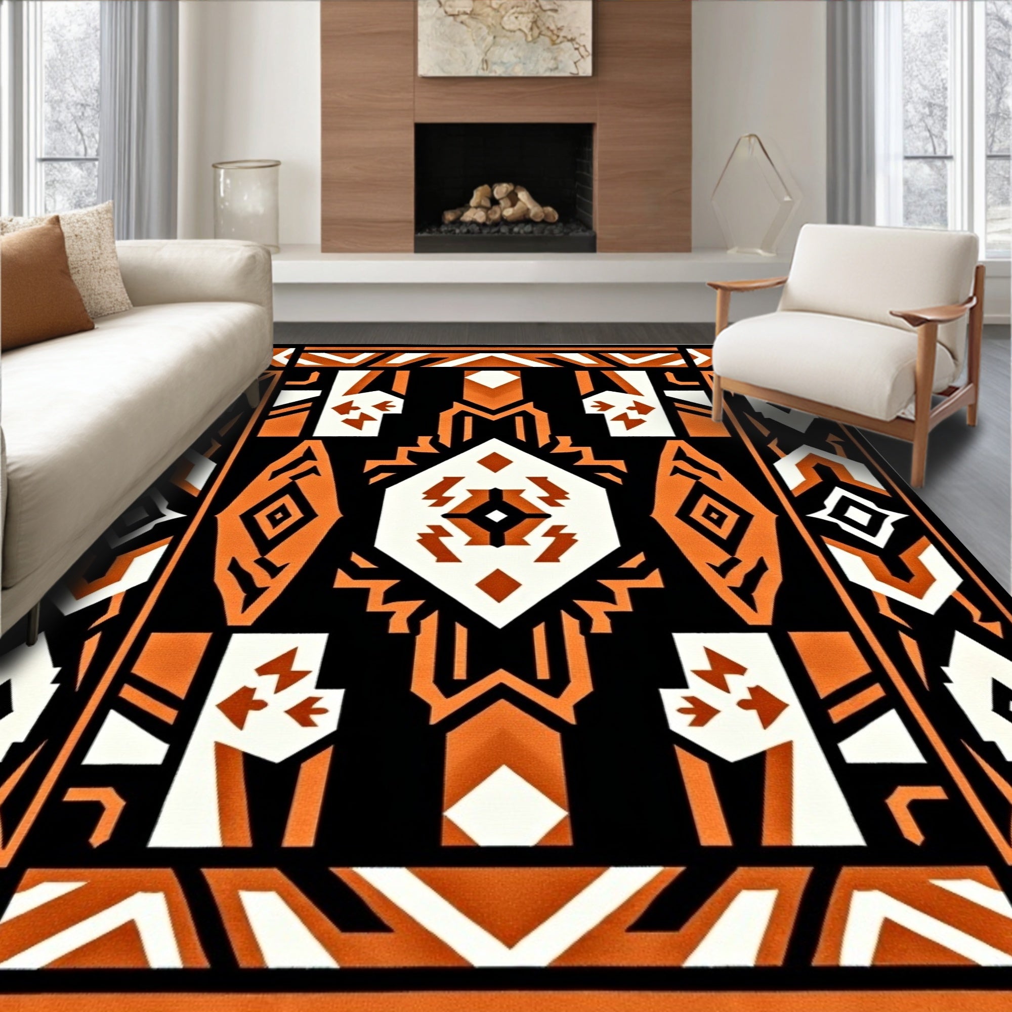 Bold Tribal Geometric Pattern Rug