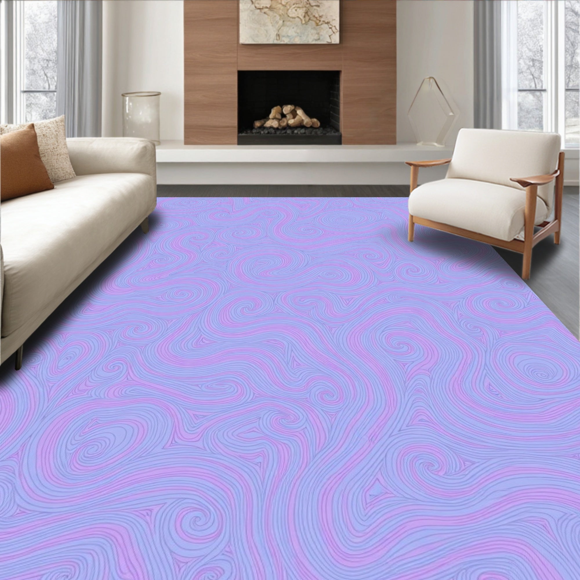 Abstract Swirls Soft Pattern Rug