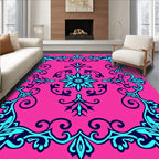 Bright Floral Scrollwork Pattern Rug