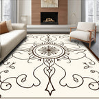 Intricate Scrollwork Ornamented Mandala Design Rug