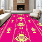 Yellow Fan Patterned Bright Rug