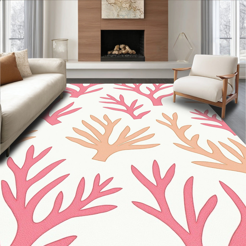 Coral Branch Pattern Abstract Rug